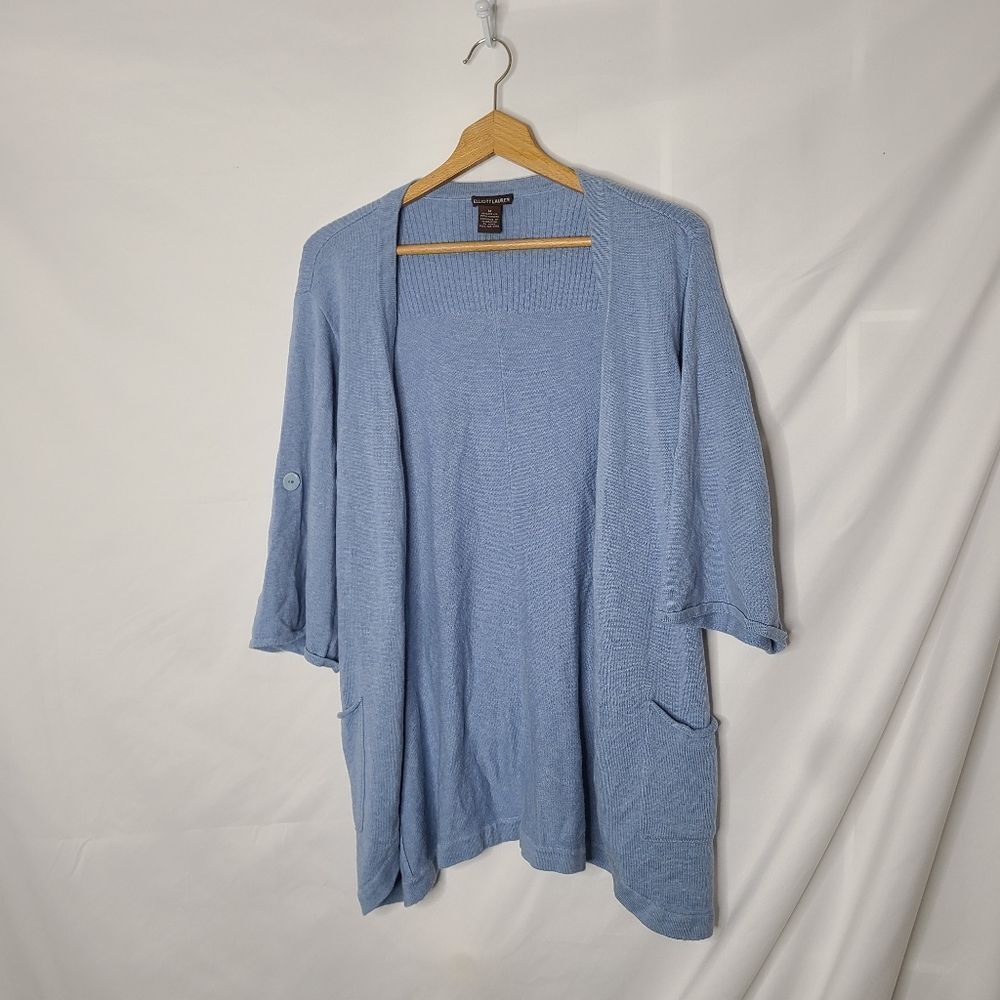 Elliott Lauren Blue Cotton Cashmere Blend Cardigan sz M